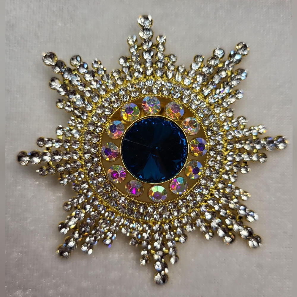 NEW Gorgeous Rhinestone Georgian Military or Sunrise Brooch / Pin